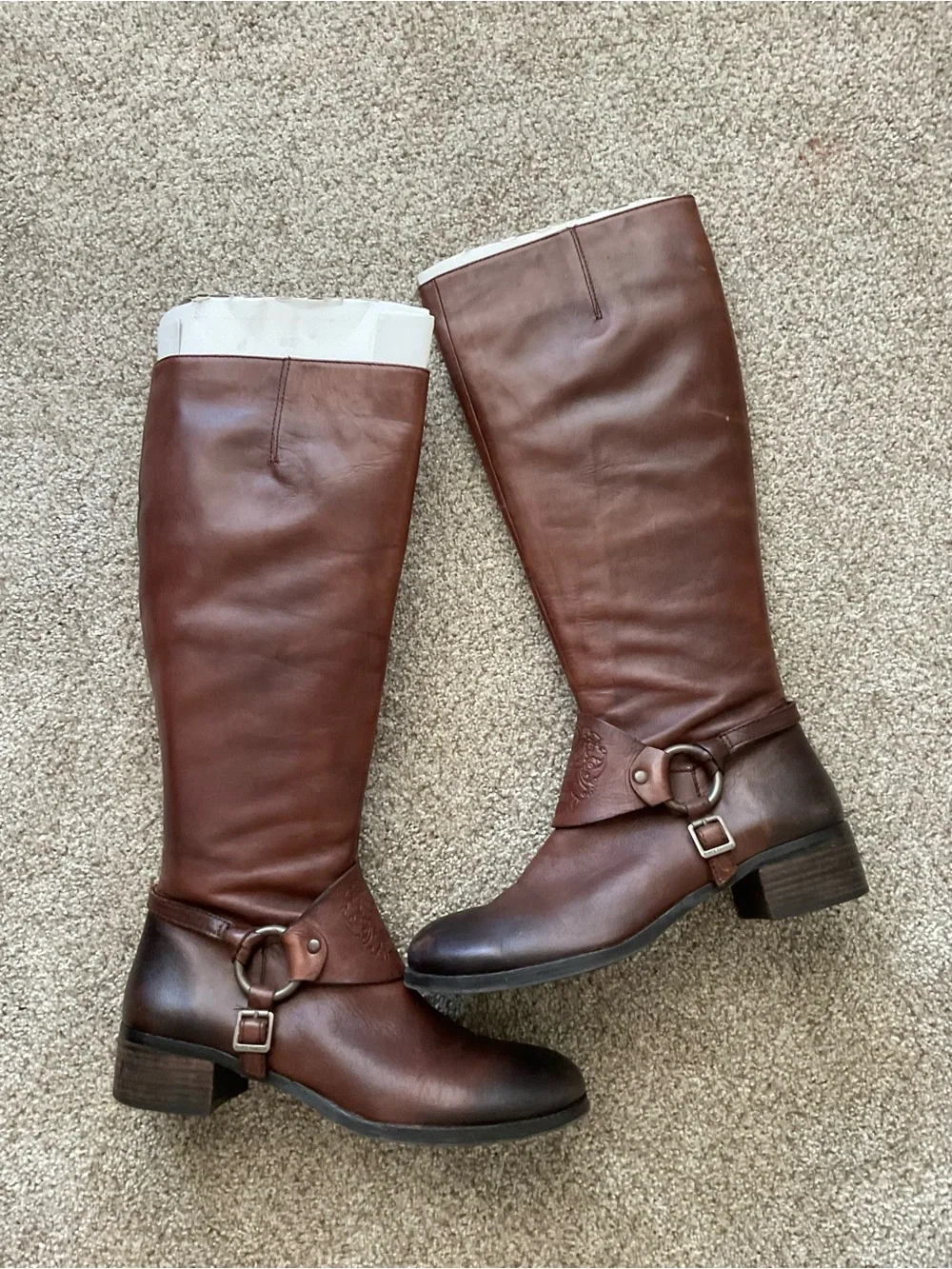 Vince Camuto Chestnut Brown Leather Knee-High Riding Boots